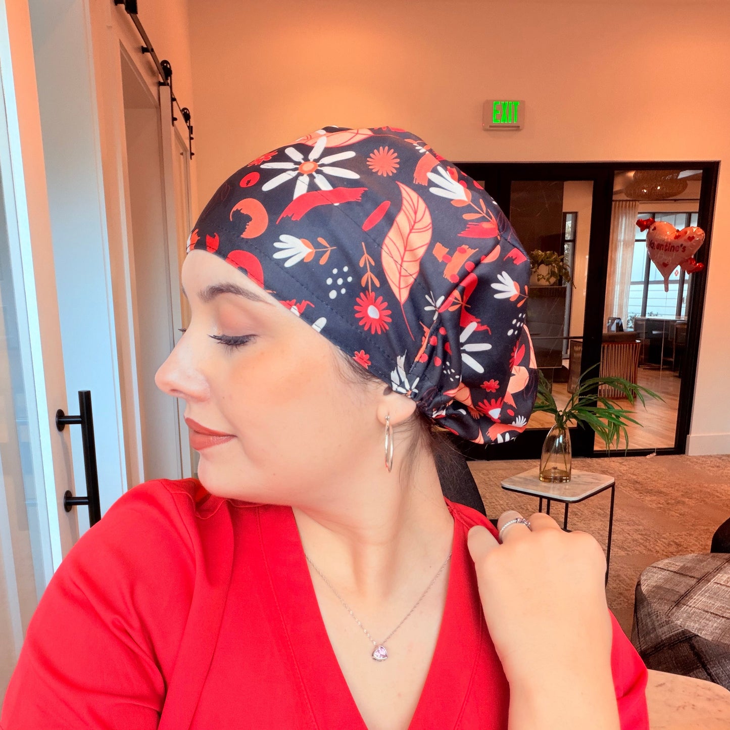 Scrub Hat - Abstracto Red