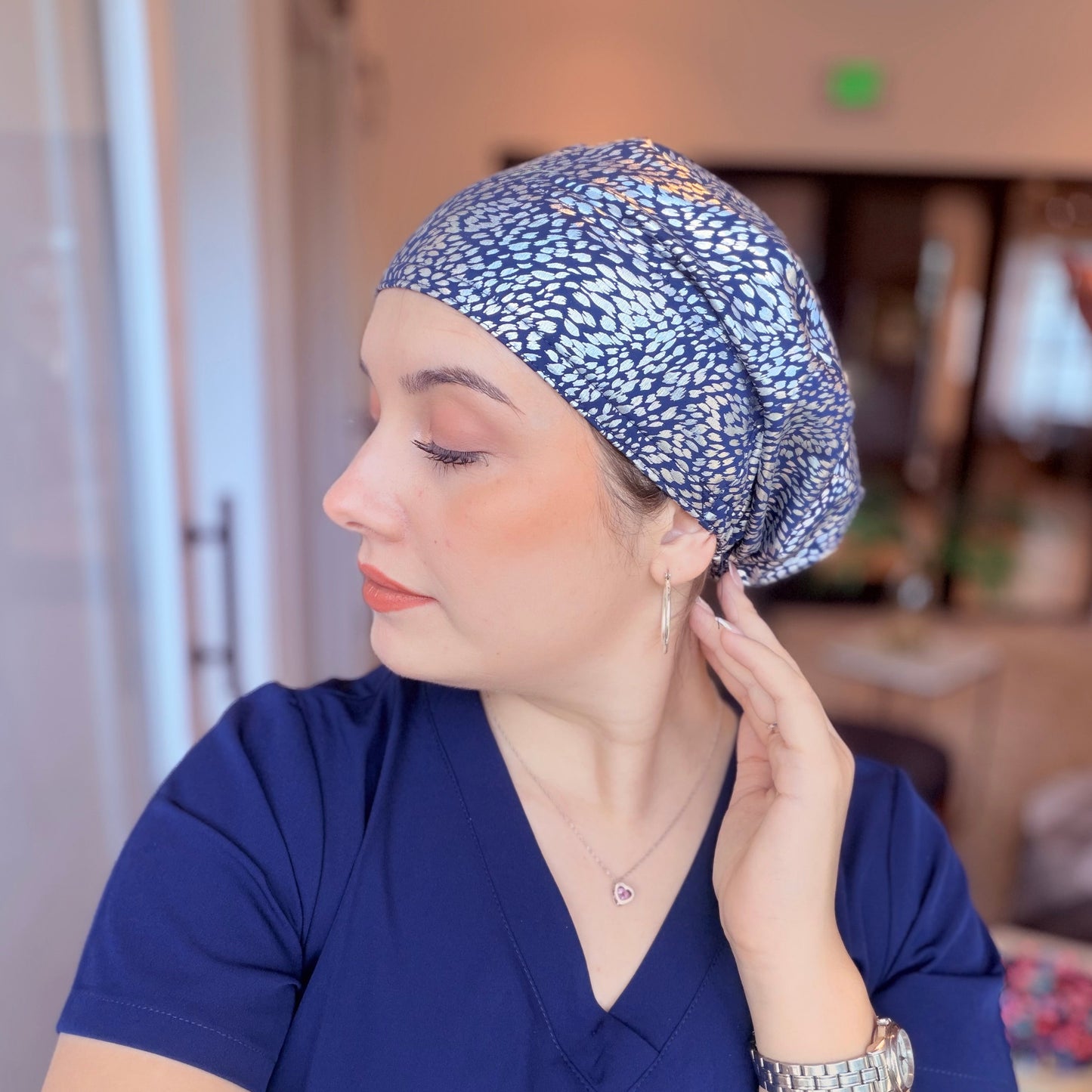 Scrub Hat - Blue Print Glow