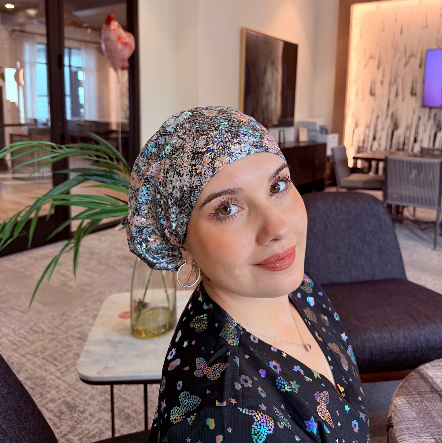 Scrub Hat - Flowers Glow