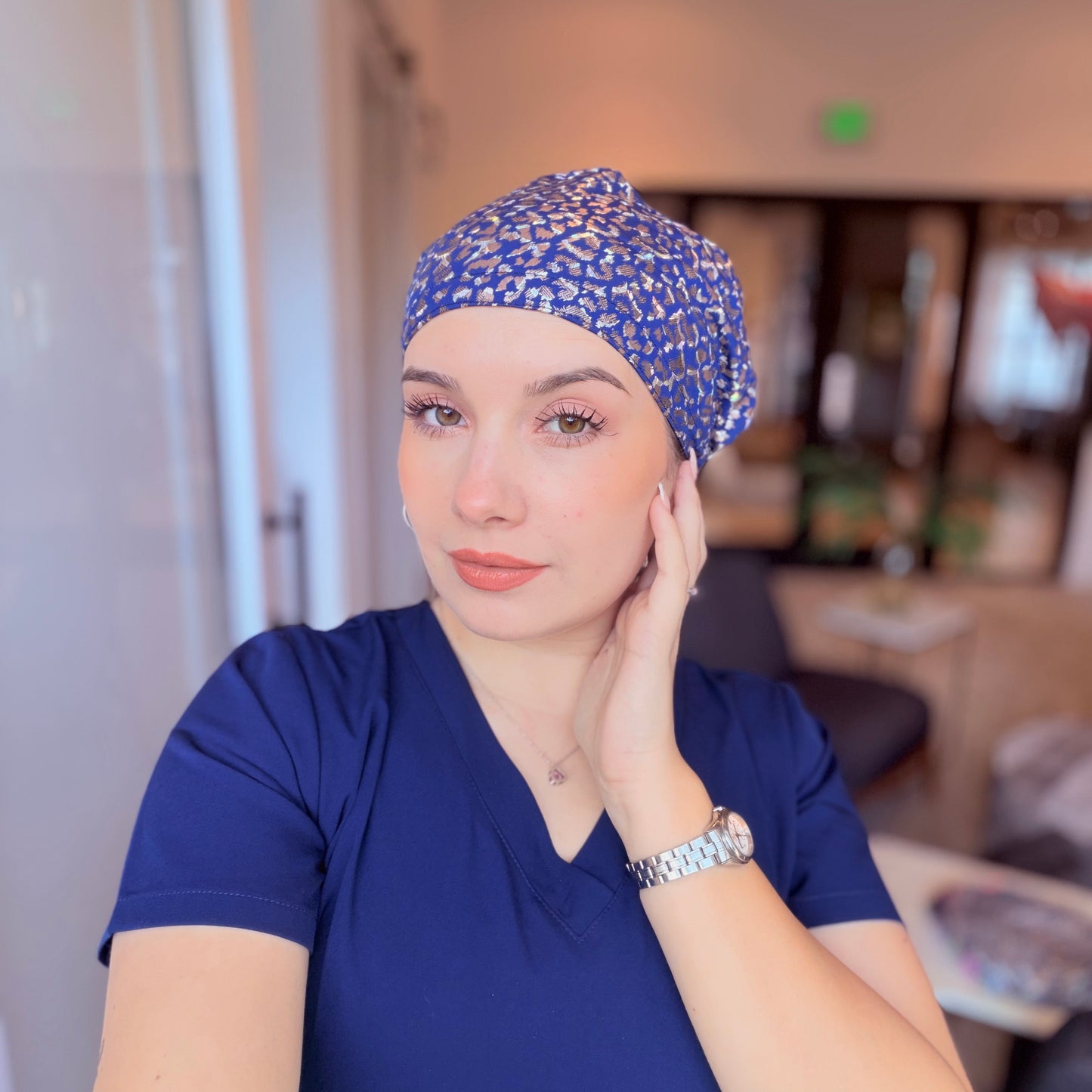 Scrub Hat - Leopard Glow