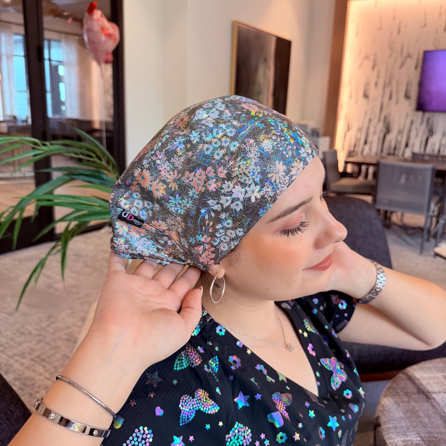 Scrub Hat - Flowers Glow