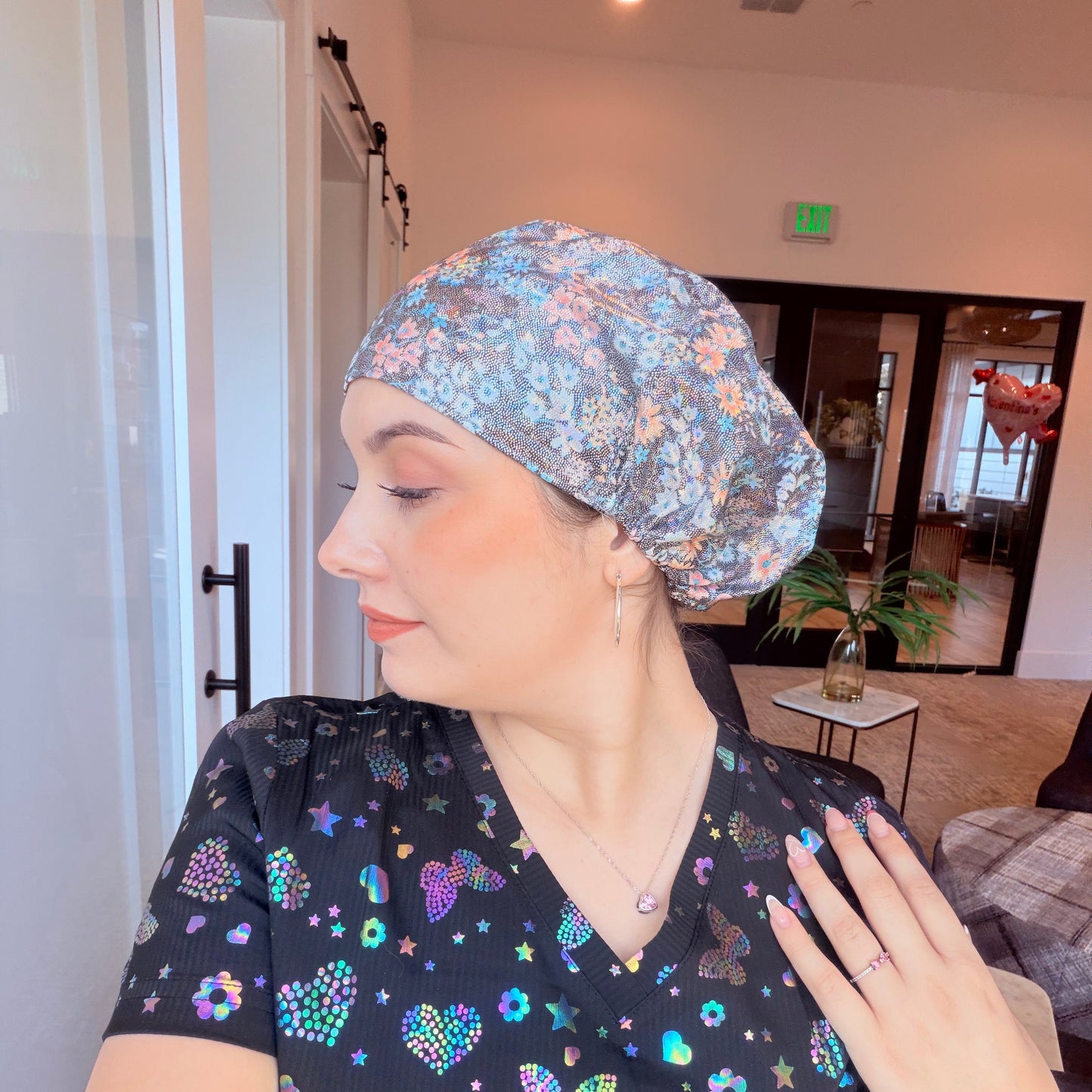 Scrub Hat - Flowers Glow