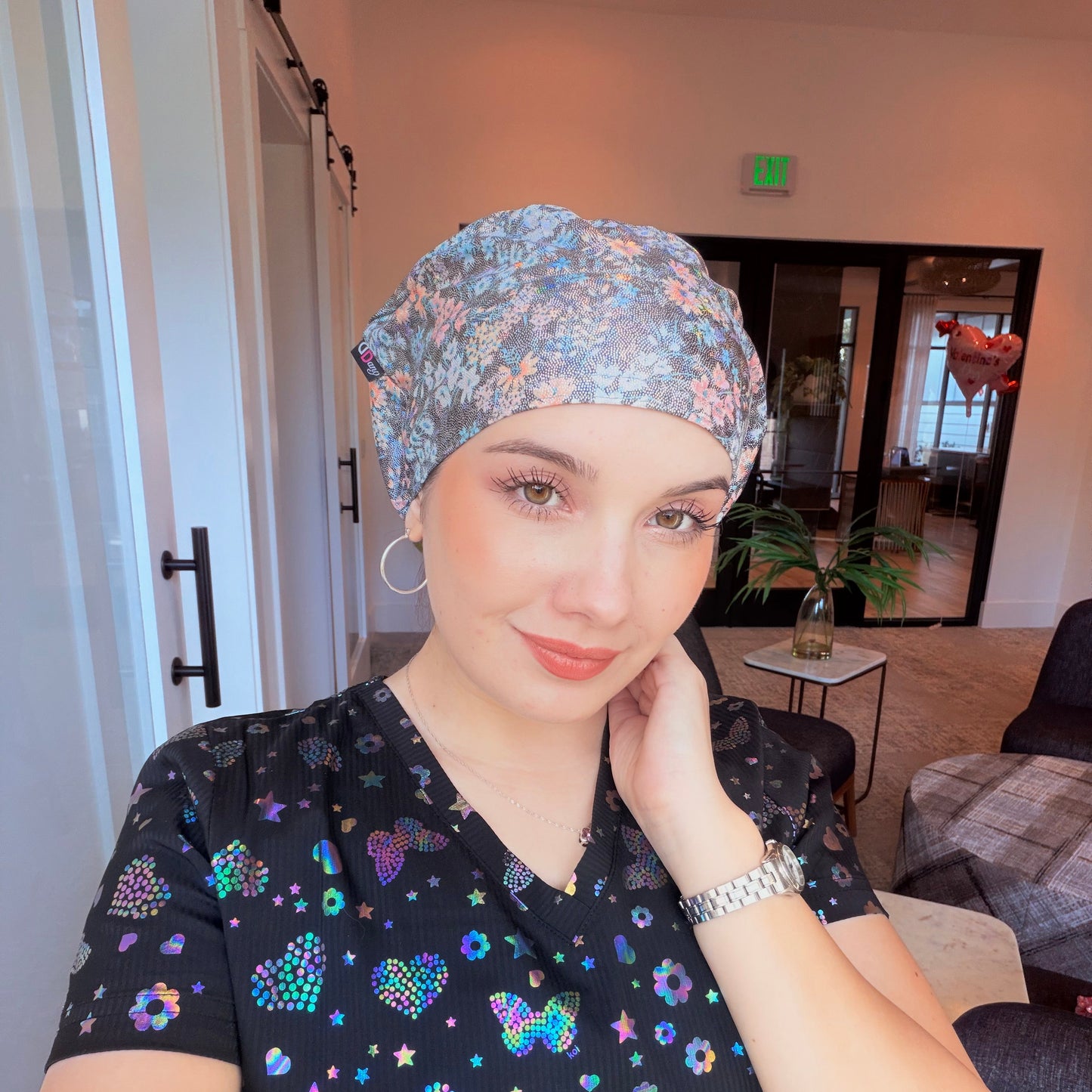 Scrub Hat - Flowers Glow