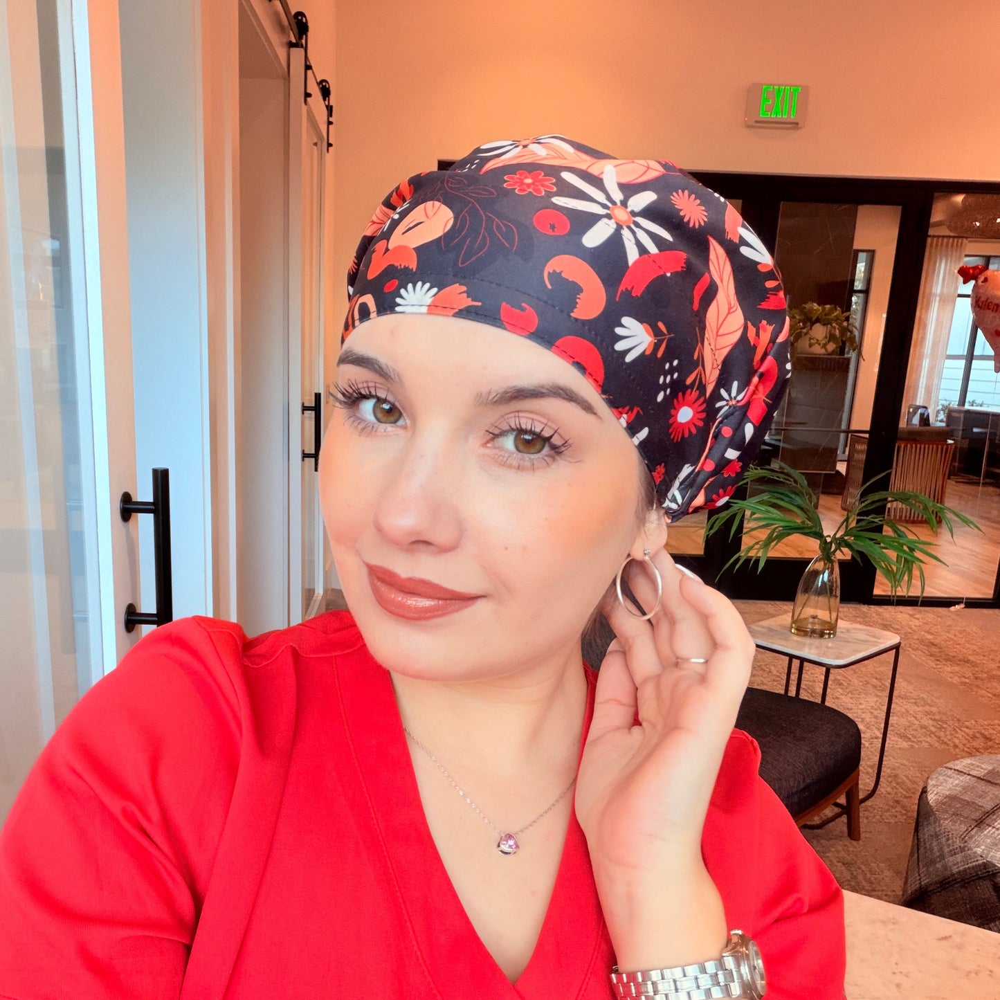 Scrub Hat - Abstracto Red