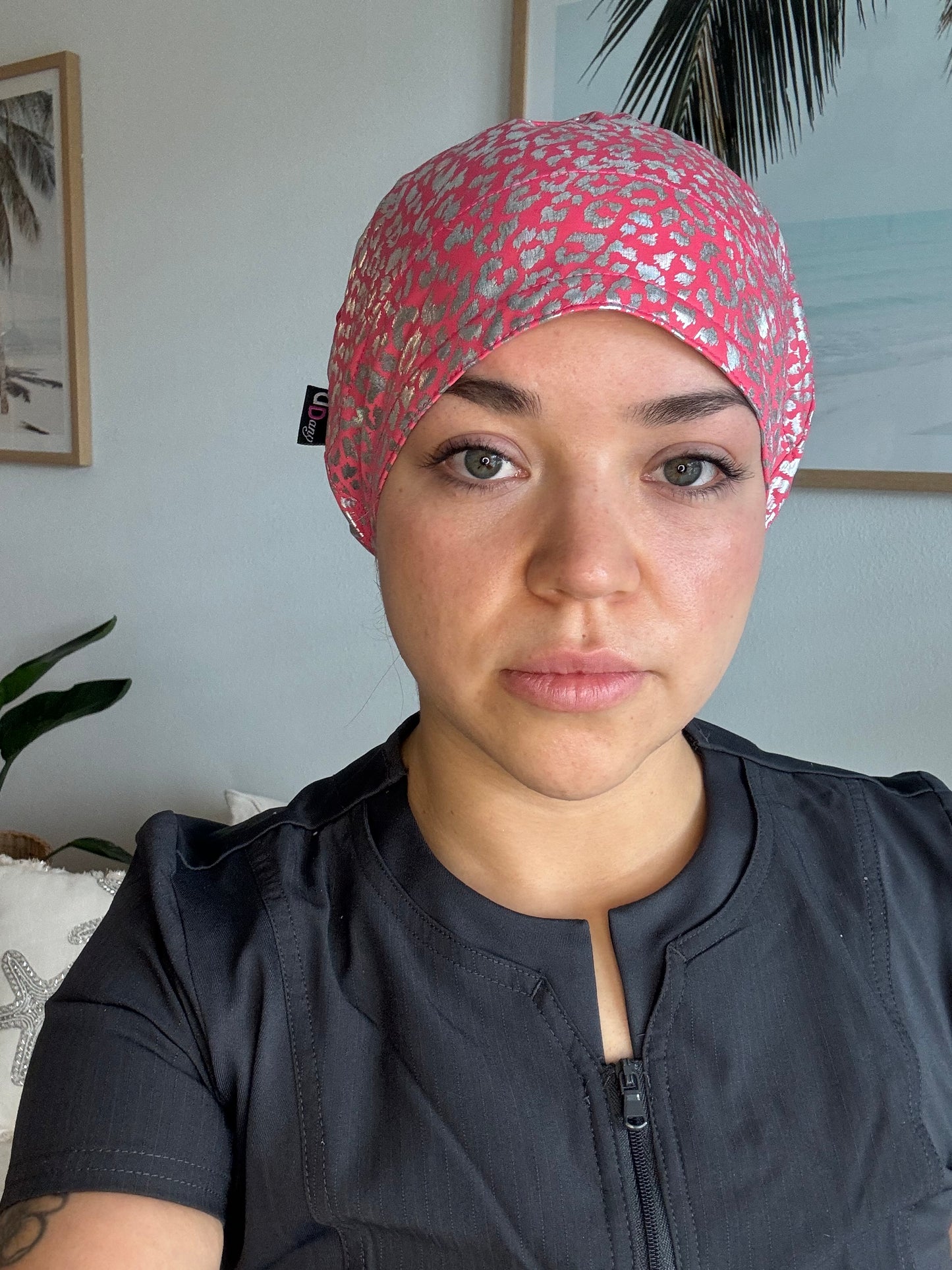 Scrub Hat - Pink Print Glow