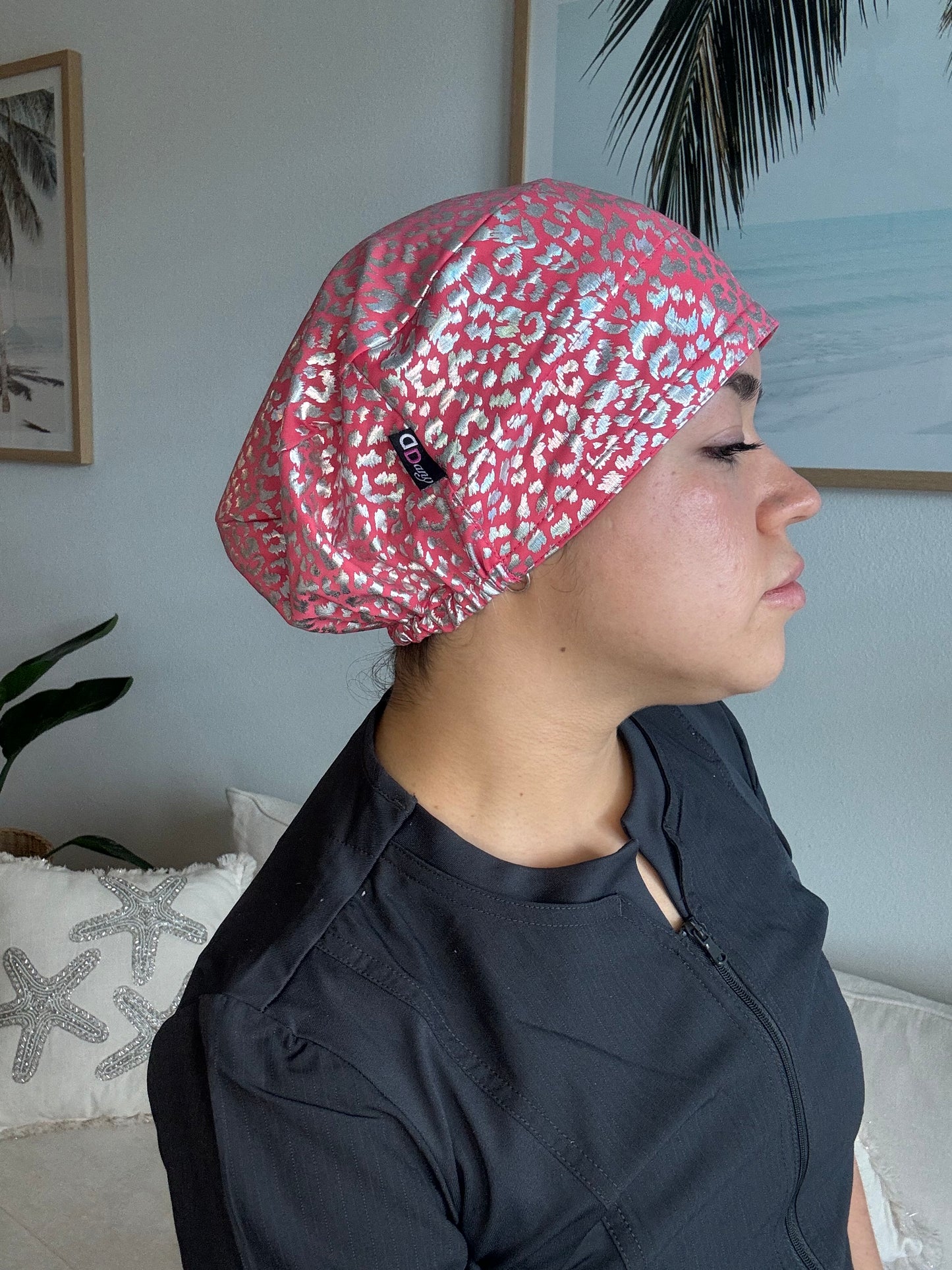 Scrub Hat - Pink Print Glow