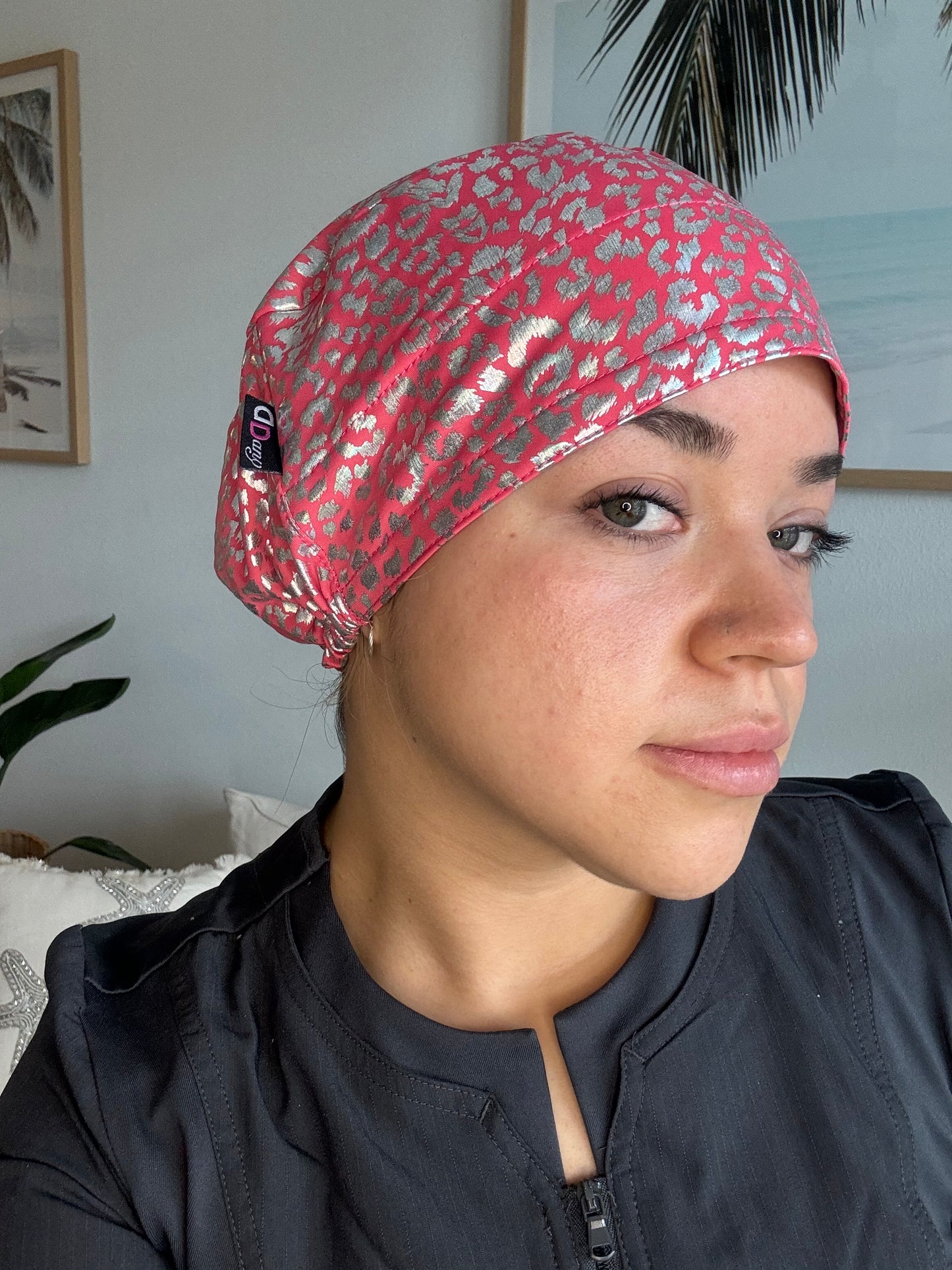 Scrub Hat - Pink Print Glow