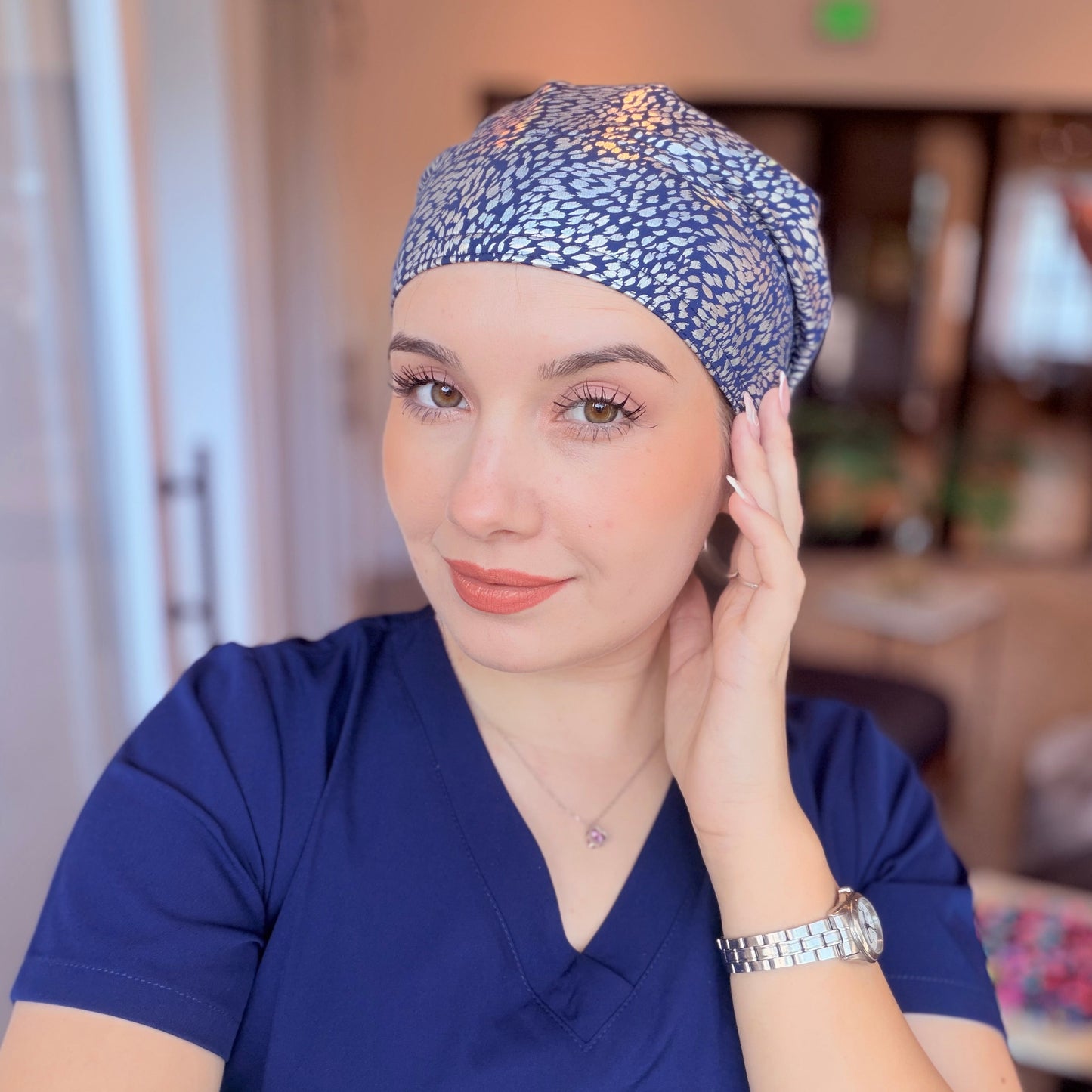 Scrub Hat - Blue Print Glow