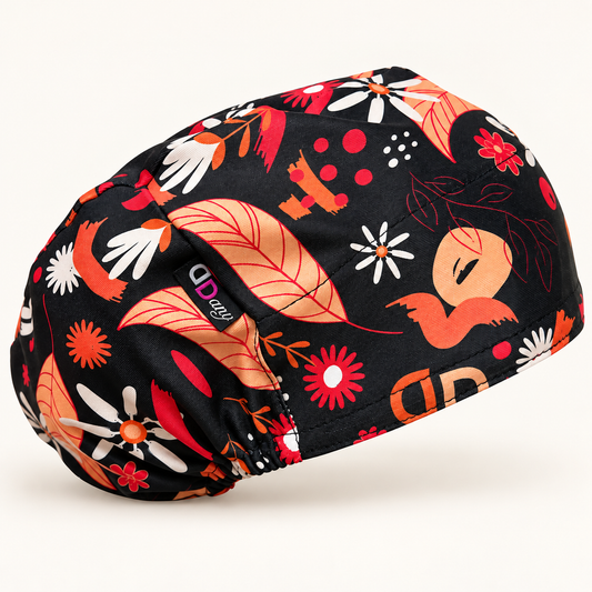 Abstract Red | Anti-Slip Scrub Cap