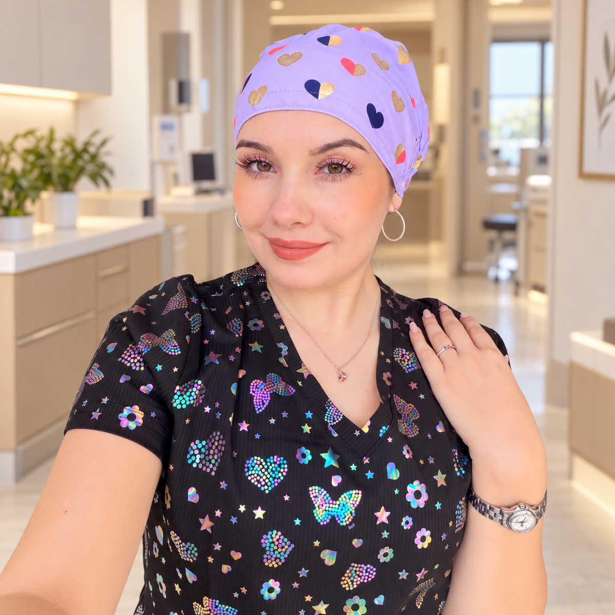 Lilac Glow | Anti-Slip Scrub Cap